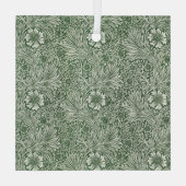 Ornate floral pattern of white flowers & leaves ガラスオーナメント (裏面)