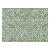 Ornate floral pattern of white flowers & leaves テーブルクロス (正面(横))