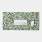 Ornate floral pattern of white flowers & leaves デスクマット (キーボード&マウス)