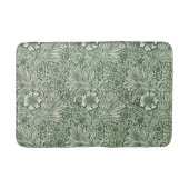 Ornate floral pattern of white flowers & leaves バスマット (正面)