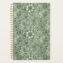 Ornate floral pattern of white flowers & leaves