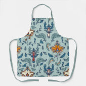 Ornate floral pattern on a pale blue background エプロン (正面)