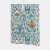 Ornate floral pattern on a pale blue background ガラスオーナメント (正面左)