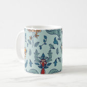 Ornate floral pattern on a pale blue background コーヒーマグカップ (正面左)