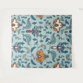 Ornate floral pattern on a pale blue background タペストリー (正面(横))