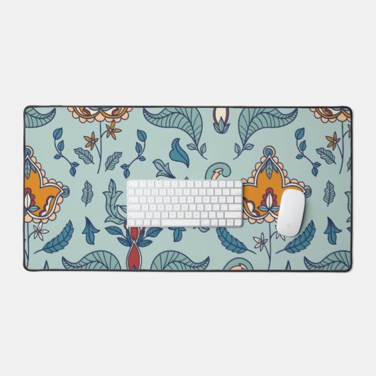 Ornate floral pattern on a pale blue background デスクマット (キーボード&マウス)