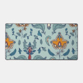 Ornate floral pattern on a pale blue background デスクマット (正面)