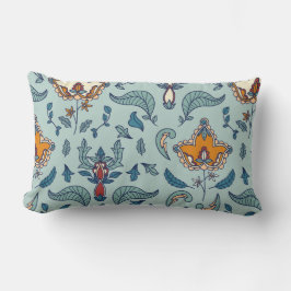 Ornate floral pattern on a pale blue background ランバークッション