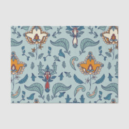 Ornate floral pattern on a pale blue background 薄葉紙