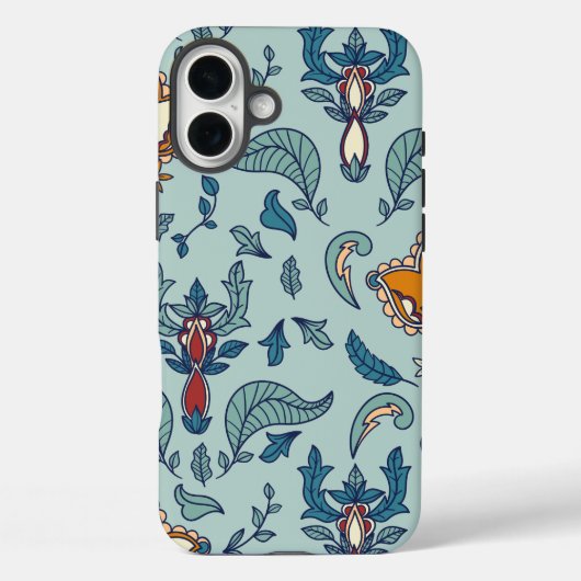 Ornate floral pattern on a pale blue background Case-Mate iPhoneケース (裏面)