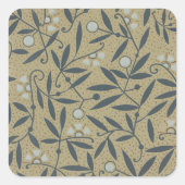 Ornate floral pattern with dark blue vines  スクエアシール (正面)