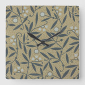 Ornate floral pattern with dark blue vines  スクエア壁時計 (正面)