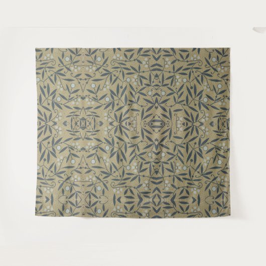 Ornate floral pattern with dark blue vines  タペストリー (正面(横))