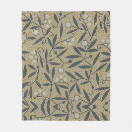 Ornate floral pattern with dark blue vines  フリースブランケット