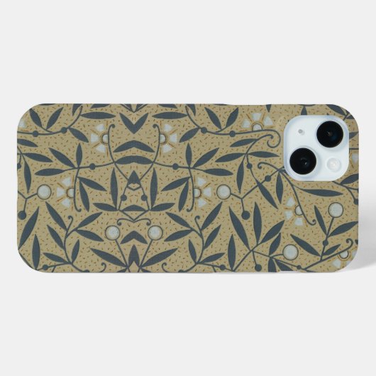 Ornate floral pattern with dark blue vines  Case-Mate iPhoneケース (裏面 (横))