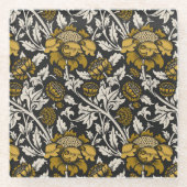 Ornate floral pattern with large gold flowers  ガラスコースター (正面)