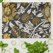 Ornate floral pattern with large gold flowers  キッチンタオル (折り畳み)