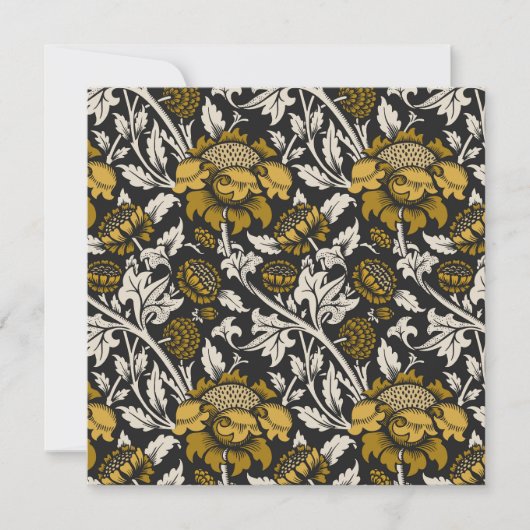 Ornate floral pattern with large gold flowers  サンキューカード (正面)