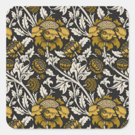 Ornate floral pattern with large gold flowers  スクエアシール