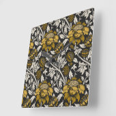 Ornate floral pattern with large gold flowers  スクエア壁時計 (傾斜)