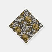 Ornate floral pattern with large gold flowers  スタンダードカクテルナプキン (角)
