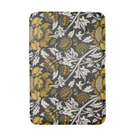 Ornate floral pattern with large gold flowers  バスマット