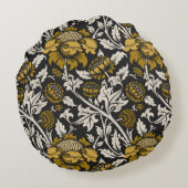 Ornate floral pattern with large gold flowers  ラウンドクッション (裏面)