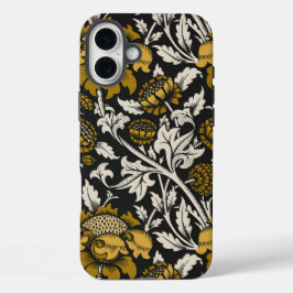 Ornate floral pattern with large gold flowers  iPhone 16 plusケース
