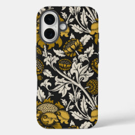 Ornate floral pattern with large gold flowers  iPhone 16ケース