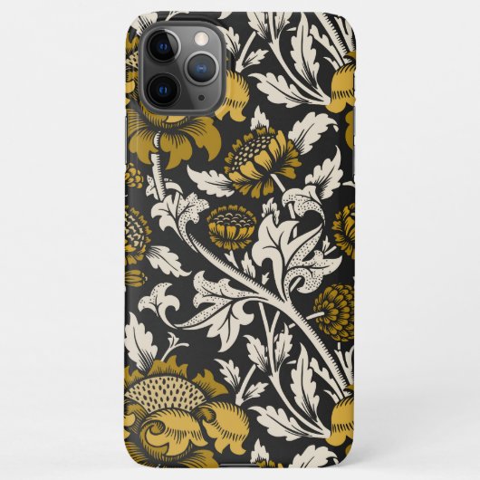 Ornate floral pattern with large gold flowers  iPhoneケース (裏面)