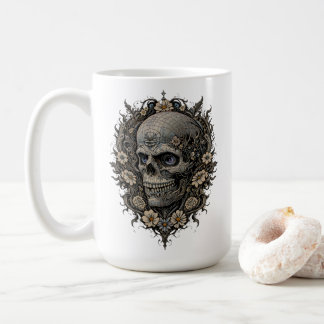 Ornate Floral Skull Victorian Gothic Art Nouveau  コーヒーマグカップ