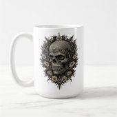 Ornate Floral Skull Victorian Gothic Art Nouveau  コーヒーマグカップ (左)