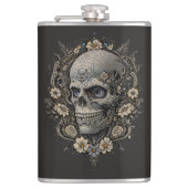 Ornate Floral Skull Victorian Gothic Art Nouveau  フラスク (正面)