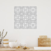 Ornate Floral Tile Symmetry Pattern Art Design ポスター (キッチン)