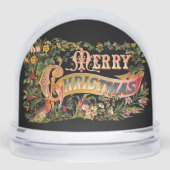 Ornate Floral Victorian Merry Christmas Snow Globe (正面)