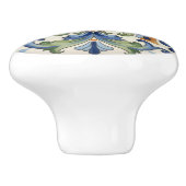 Ornate Flower Blue Orange Green Floral セラミックノブ (側面)