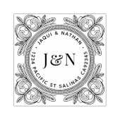 Ornate Foliage Wooden Return Address Stamp ラバースタンプ (インプリント)