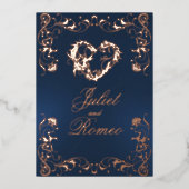 Ornate Frame & Heart - Blue 箔招待状 (正面)