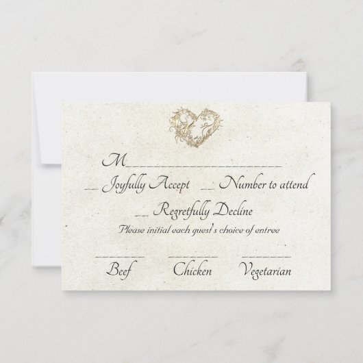 Ornate Frame & Heart - Emerald 出欠カード (裏面)