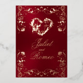 Ornate Frame & Heart - Red 箔招待状 (正面)