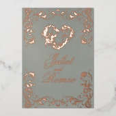 Ornate Frame & Heart - Sage 箔招待状 (正面)