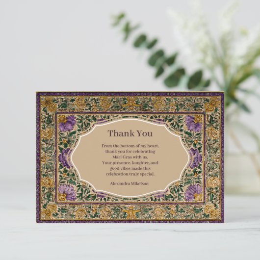 Ornate Framed Mardi Gras Masquerade サンキューカード (スタンド正面)