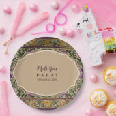 Ornate Framed Mardi Gras Masquerade ペーパープレート (パーティー)