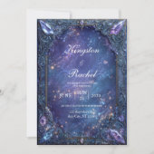 Ornate Gemstone Celestial Galaxy Wedding 招待状 (正面)