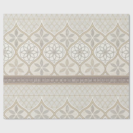 Ornate Geometric Floral Tile Pattern (2) ラッピングペーパー (フラット)