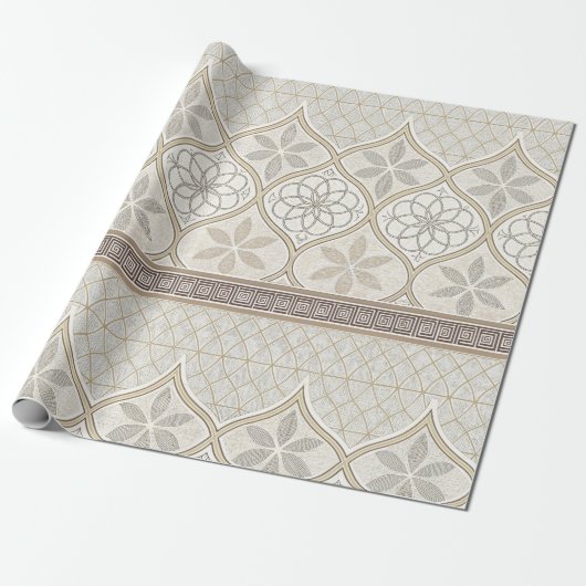Ornate Geometric Floral Tile Pattern (2) ラッピングペーパー (アンロールド)