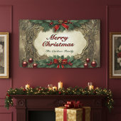 Ornate Gilded Victorian Christmas Wreath 横断幕