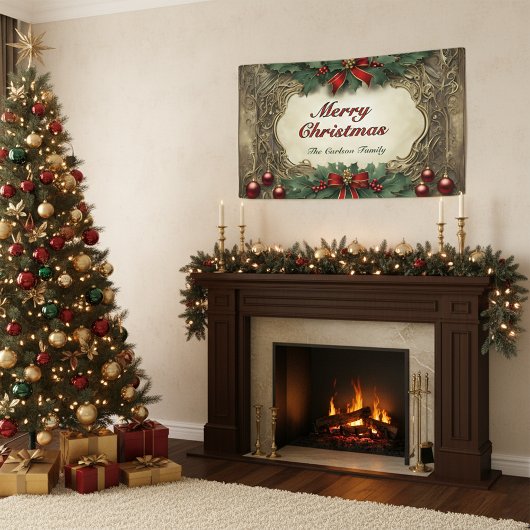 Ornate Gilded Victorian Christmas Wreath 横断幕