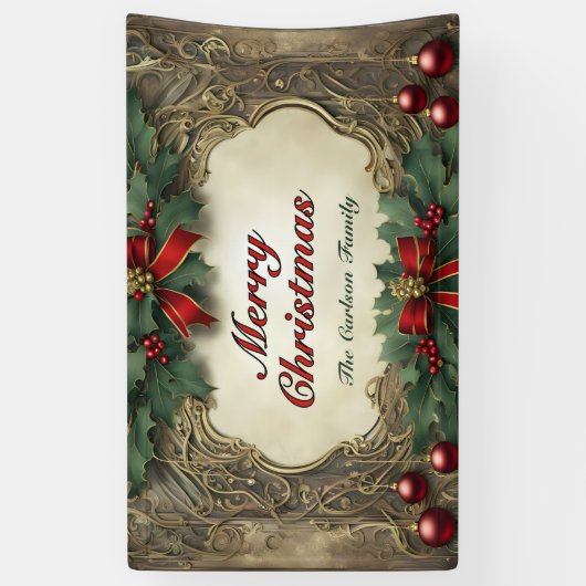 Ornate Gilded Victorian Christmas Wreath 横断幕 (縦)