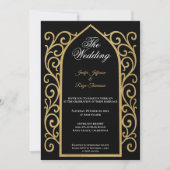 Ornate gold border Gothic wedding Invitation 招待状 (正面)